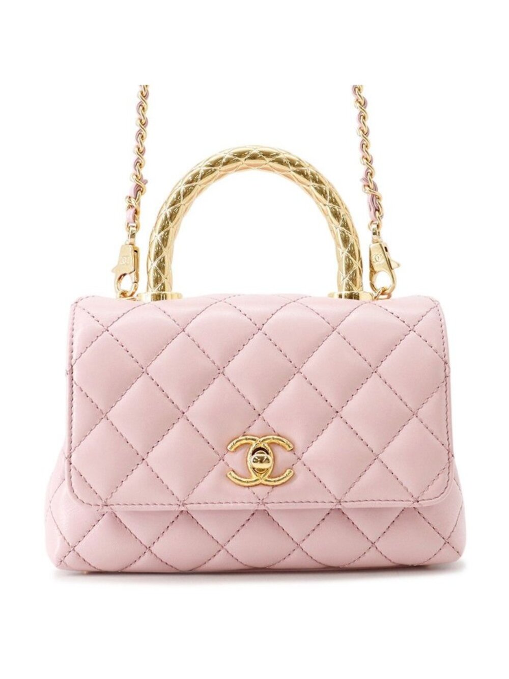 Chanel Handbag Coco Handle CC Logo Quilted Top Xxs Lambskin 2-Way